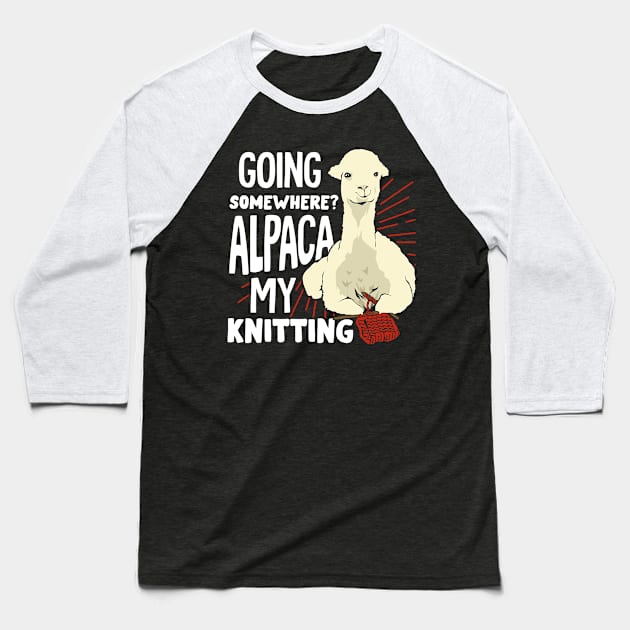 Funny Knitting Lover Alpaca Knitter Gift Baseball T-Shirt by Dolde08